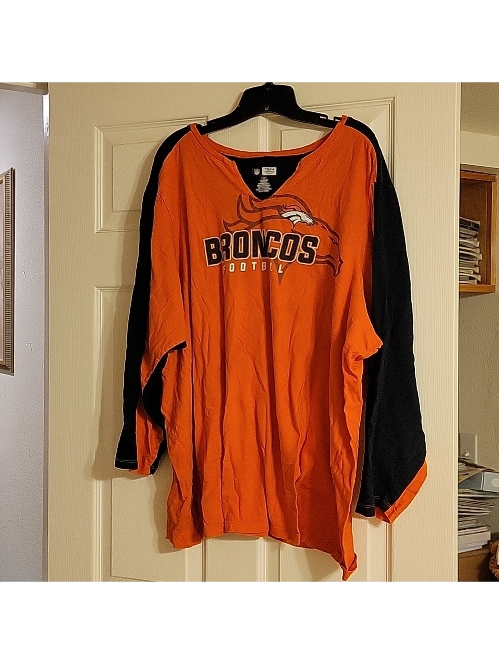 NFL Women's Broncos Long Sleeve Shirt Size 4X Orange and Blue Cotton